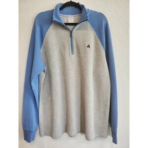 Brooks Brothers Men’s Quarter Zip Pullover Sweater XXL Gray Blue 100% Cotton